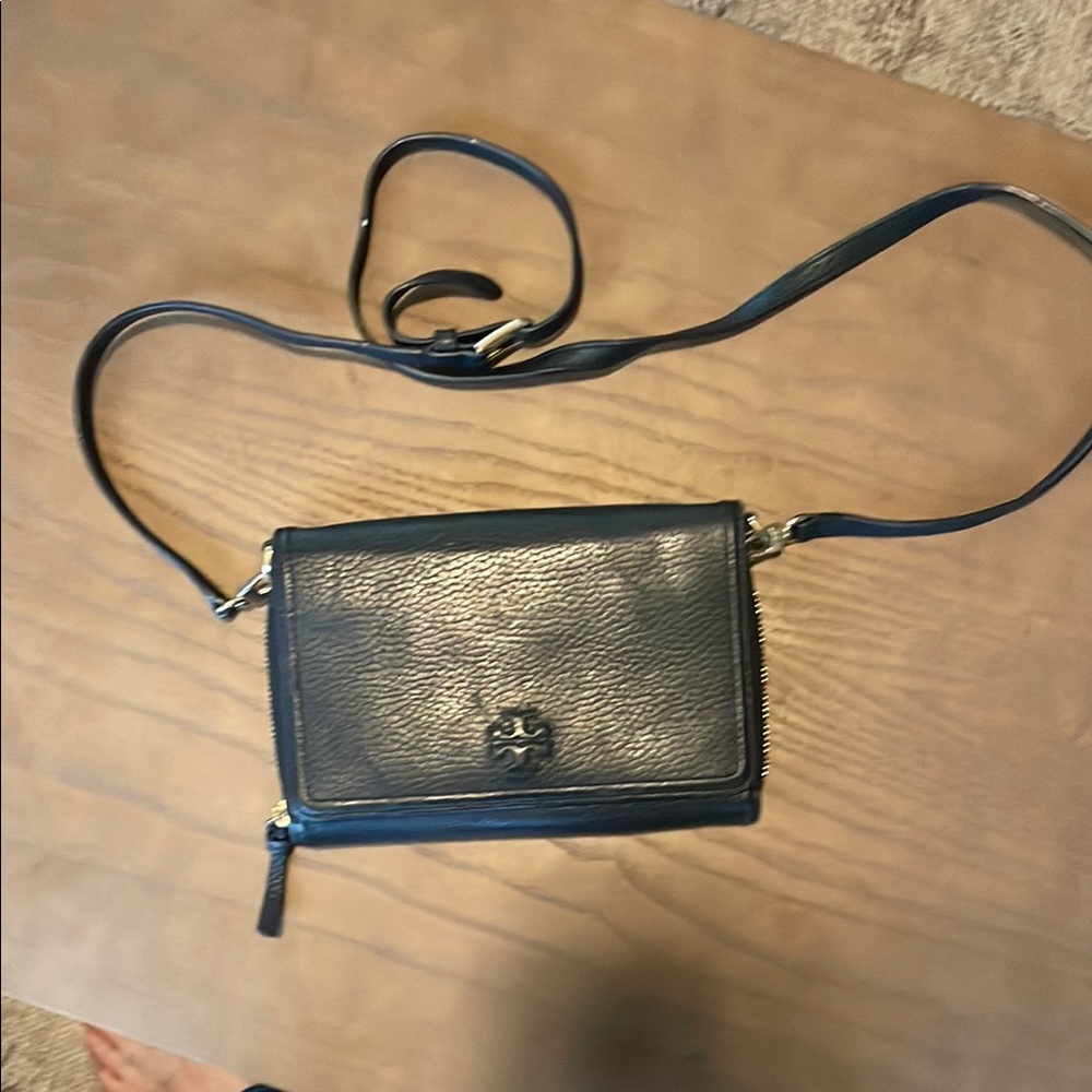 Tory Burch Black Crossbody Bag with Flap Closure